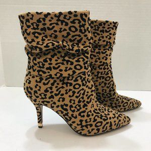 J.Renee’ Rouched Animal Print Suede Fabric High Pointy boot